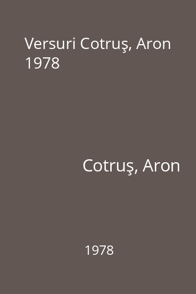 Versuri Cotruş, Aron 1978