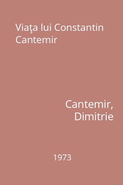Viaţa lui Constantin Cantemir