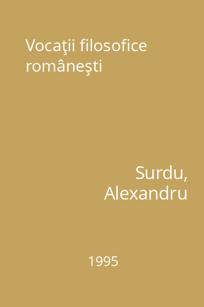 Vocaţii filosofice româneşti