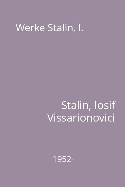 Werke Stalin, I.